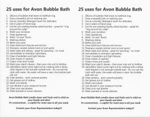 25 Uses For Avon Bubble Bath