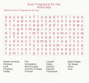 Avon Fragrance Word Search