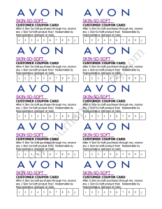 Avon Skin So Soft Club Card